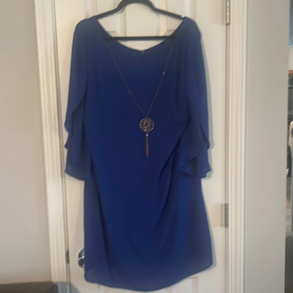 Blue B-Design dress with necklace attached